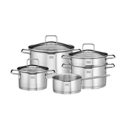 KHG Topfset  5-teilig  Emilia , silber , Edelstahl