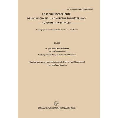Verlauf von Azetylenexplosionen in Rohren bei Gegenwart von porösen Massen, Taschenbuch von Paul Hölemann, VS Verlag für Sozialwissenschaften,