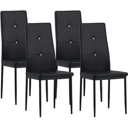 Albatros Esszimmerstühle DIAMOND 4er Set, Schwarz - Edler Diamant-Look, Polsterstuhl Kunstleder-Bezug Modernes Stilvolles Design am Esstisch Küchenstuhl Stuhl Esszimmer hoher Belastbarkeit