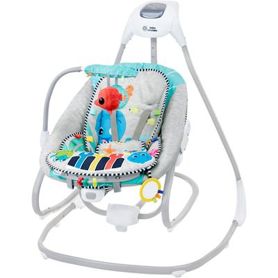Babywippe BABY EINSTEIN "Kick to It 4-in-1 Musical Swing & Rocker", Baby, grau, Kunststoff, Metall, Stoff, Babywippen, mit Sound-Effekt
