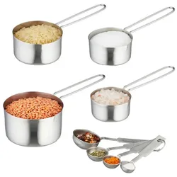 Relaxdays 8-tlg. Messbecher und Messlöffel Set Silber