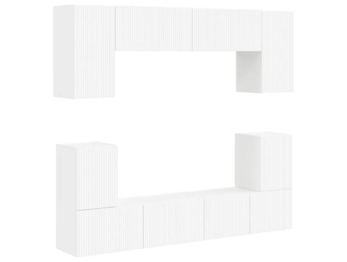 GKHPYURE TV-Möbel-Set, Wandmontage, 5 Stück, weiß, Holz, mehrschichtig 7 Türen, 1 Regal, platzsparendes Design, einfache Montage, für Wohnzimmer