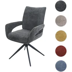 Esszimmerstuhl HWC-O78, Küchenstuhl Stuhl, drehbar Auto-Return, Stoff/Textil Chenille (310g/m2) ~ dunkelgrau
