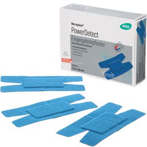 Wero Pflaster PowerDetect Fingergelenk, 50 Strips, detektierbar, atmungsaktiv, elastisch, 7,5 x 3,8cm