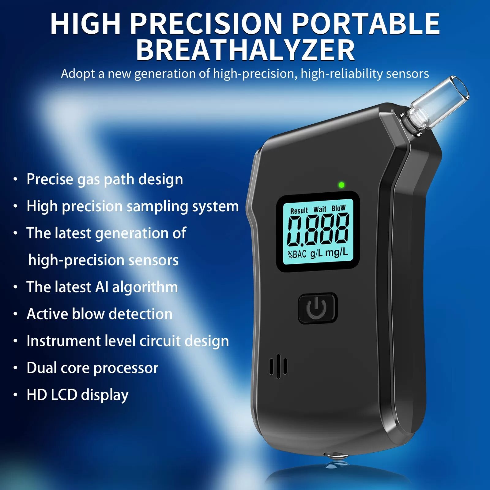 INF Tragbarer Alkoholtester mit LCD-Display - Präzise & Einfach zu Bedienen