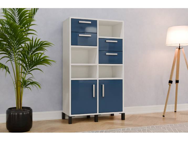 Büro Highboard nach Maß - RAL 5000 Violettblau - 142x80x38cm - Individuell konfigurieren