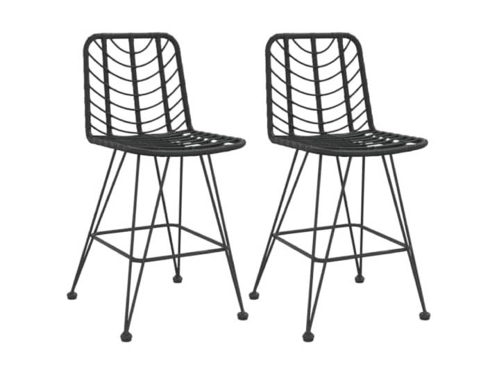 KKgypkn PE-Rattan Barhocker 2 STK Schwarz 45x56x103,5 cm Stahlrahmen, Rückenlehne, Fußkappen, 110 kg Belastbarkeit, für Garten Balkon