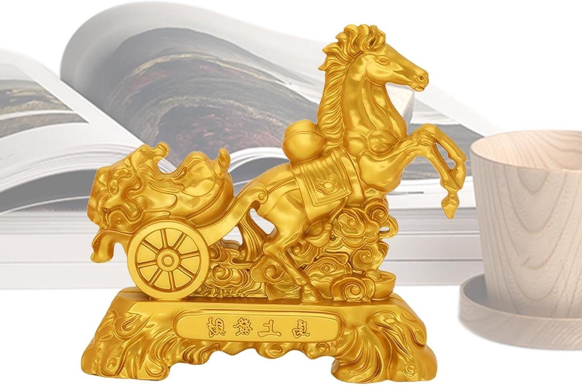 Goudkleurig Paardenbeeldje van Metaal voor Interieur Decoratie - 15 x 10 cm