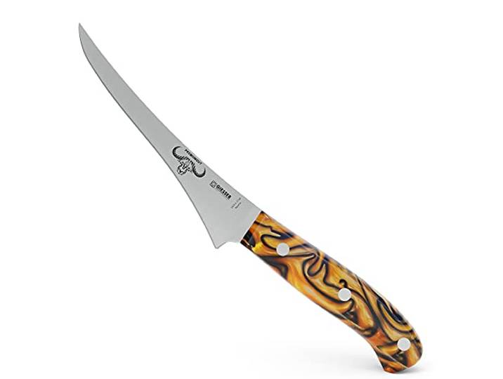 Giesser seit 1776 - Made in Germany - Filetiermesser 17 cm Spicy Orange, PremiumCut Filet No 1, Filiermesser, Acryl, exotisch, rostfrei, deutsches Grillmesser scharf