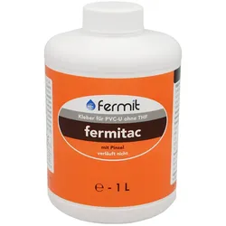 Fermitac PVC-U Klebstoff Universeller Hart-PVC-U Kleber für Druck- und Abflußsysteme 1l Flasche mit Pinsel