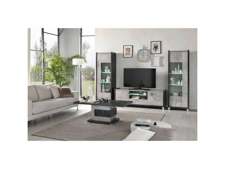 HOFFMAN - Ensemble Salon Complet Gris Aspect Béton