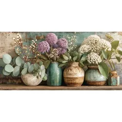EUROART Wandbild 55 x 115 cm Still Life In Soft Greens II Kunststoff Grün