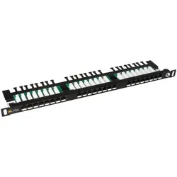 Solarix SX24HD-5E-UTP-BK Patchpanel 24x RJ45 CAT5E UTP mit Bindestreifen / 0,5HE / schwarz, Server Zubehör, Schwarz