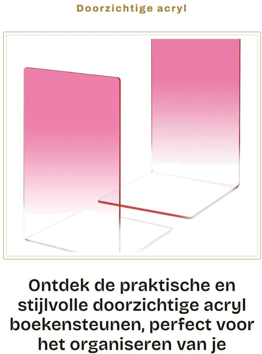 Dailygoods Boekensteunen Antislip - Transparante Acryl Boekorganizer en Desk Organizer