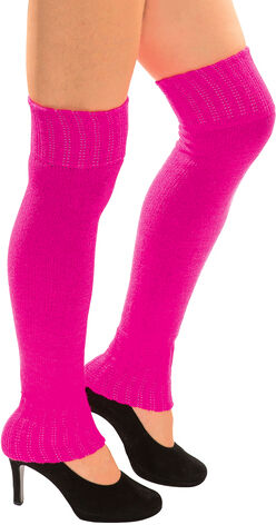 Overknee-Strick-Beinstulpen, neonpink