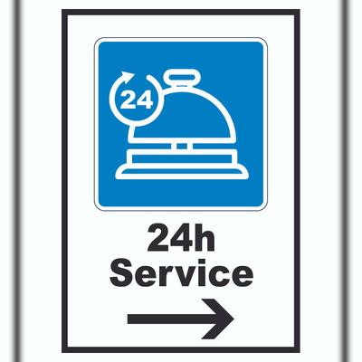 HB-Druck 24H Service Schild mit Pfeil rechts A3 (297x420mm)