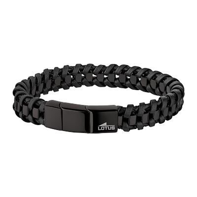 Armband LOTUS "Urban Man", schwarz, Armbänder, Herren, 22,8cm, Edelstahl Leder, Edelstahl, Leder, Armband