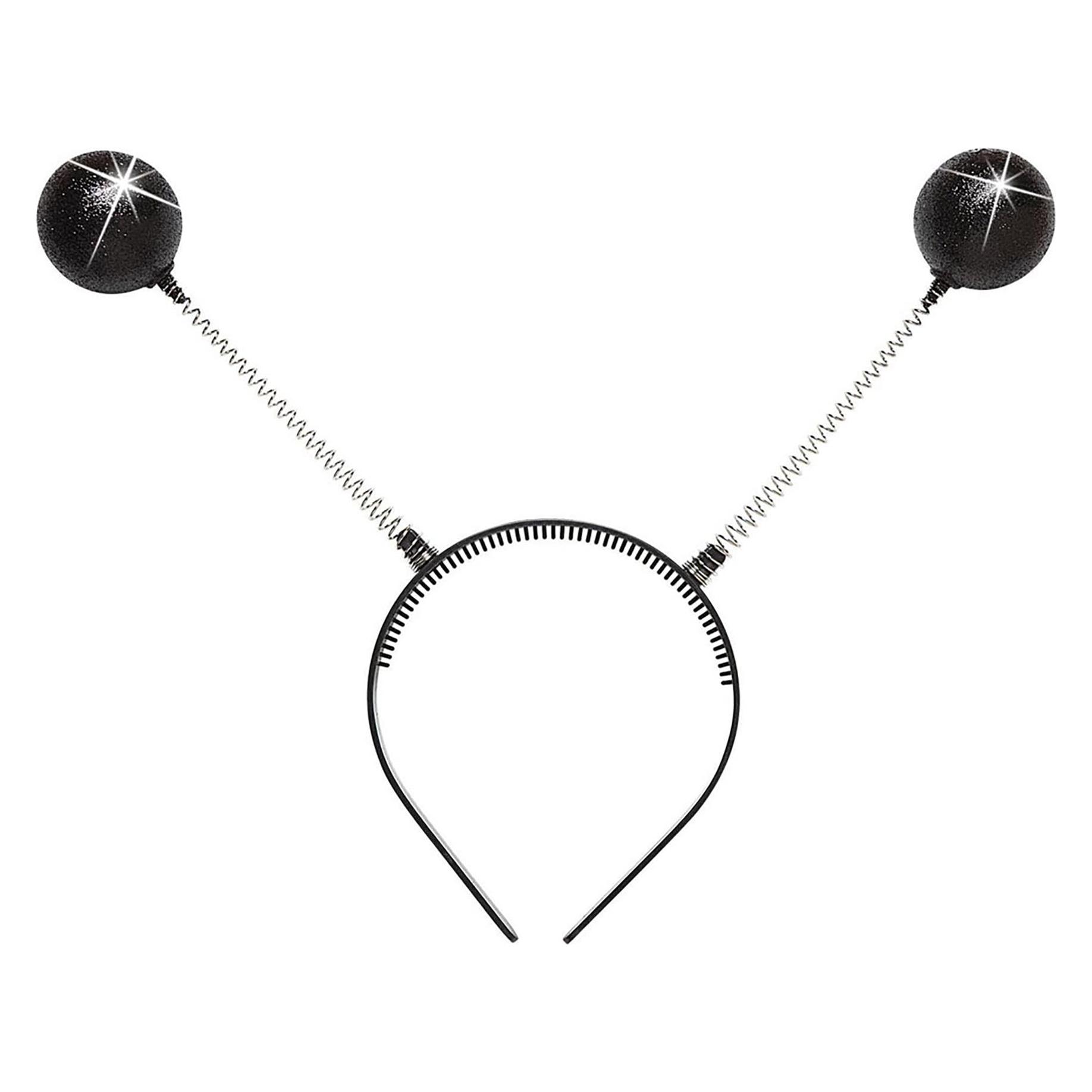 Widmann Haarreif mit Antennen, schwarz glitzer (One Size) (8016B)