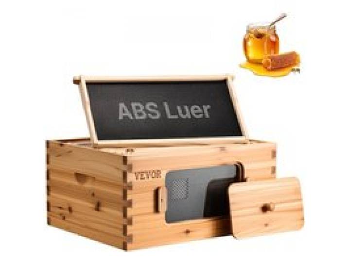 VEVOR Bienenstock-Starterset mit tiefer Box, 100 % mit Bienenwachs beschichtetes natürliches Tannenholz, Zander Beute mit 10 Rahmen und Fundamenten, transparente Bienenfenster aus Acryl