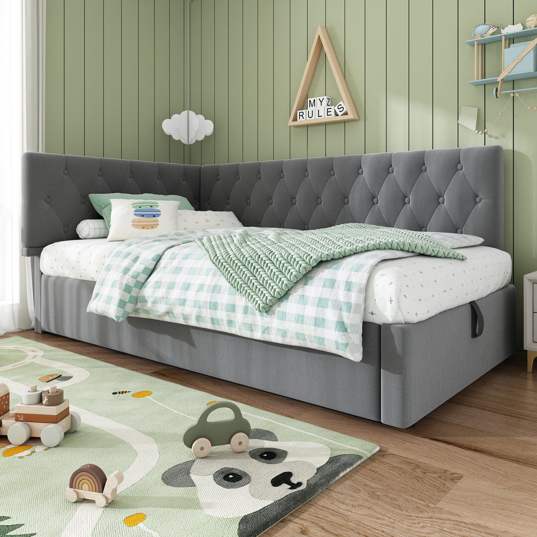 Brayden Studio Upholstered Daybed Grey 77cm H X 100cm W X 196cm L
