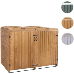 XL 2er-/4er-Mülltonnenverkleidung HWC-H74, Mülltonnenbox, erweiterbar 126x158x98cm Holz FSC® ~ braun