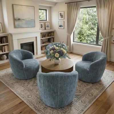 Housely Comfy Chenille 360 Swivel Barrel Accent Chair(Set of 4)