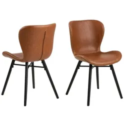 2er-Set Actona Stuhl Batilda Lederoptik Braun Cognac