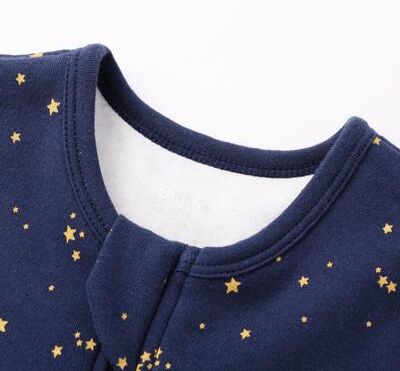 Owlivia 100% Organic Cotton 1.0 Tog Sleeping Bag with Legs Sleeveless Wearable Blanket- Starry Sky