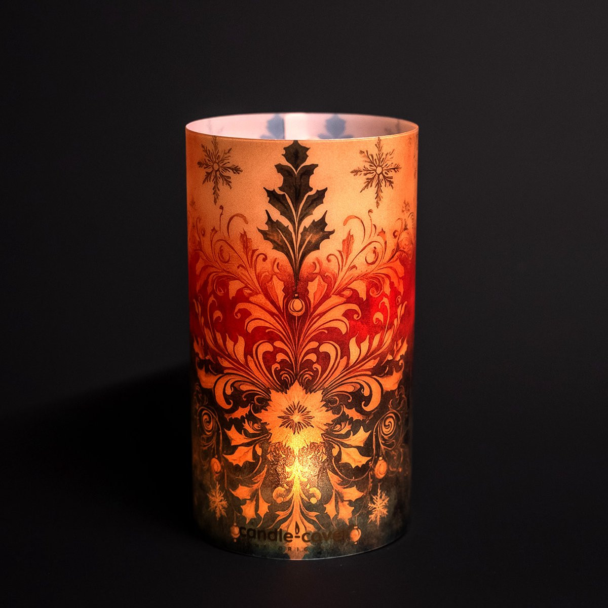 Candle-Cover Kerst Windlicht voor Theelicht en Waxinelicht, Diameter: 9 cm, Hoogte: 16 cm