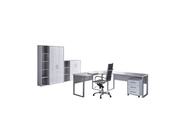 Büro Office Edition Grau/Weiß Hochglanz