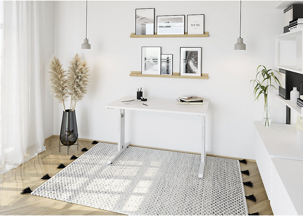 kaiserkraft Schreibtisch Mini-Office C, C-Fuß-Gestell, Breite 1200 mm, weiß / weiß