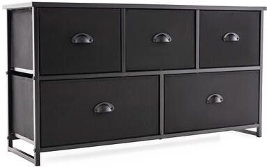 Costway Dresser Storage Tower with 5 Foldable Cloth Storage Cubes-Black
