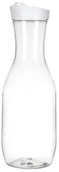 Market Central Water Bottle With Flip Cap, Clear Plastic Juice Container For Fridge Drinks round