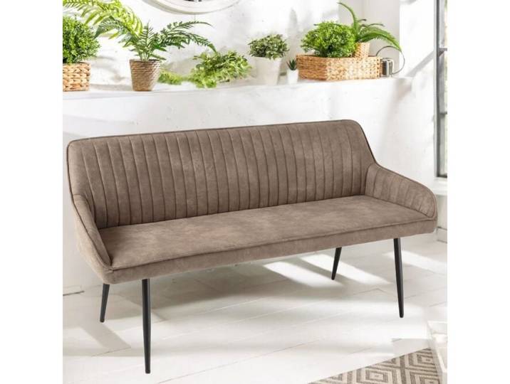 LebensWohnArt Sitzbank Elegante Sitzbank MILAN ca.160cm Mikrofaser taupe Armlehnen