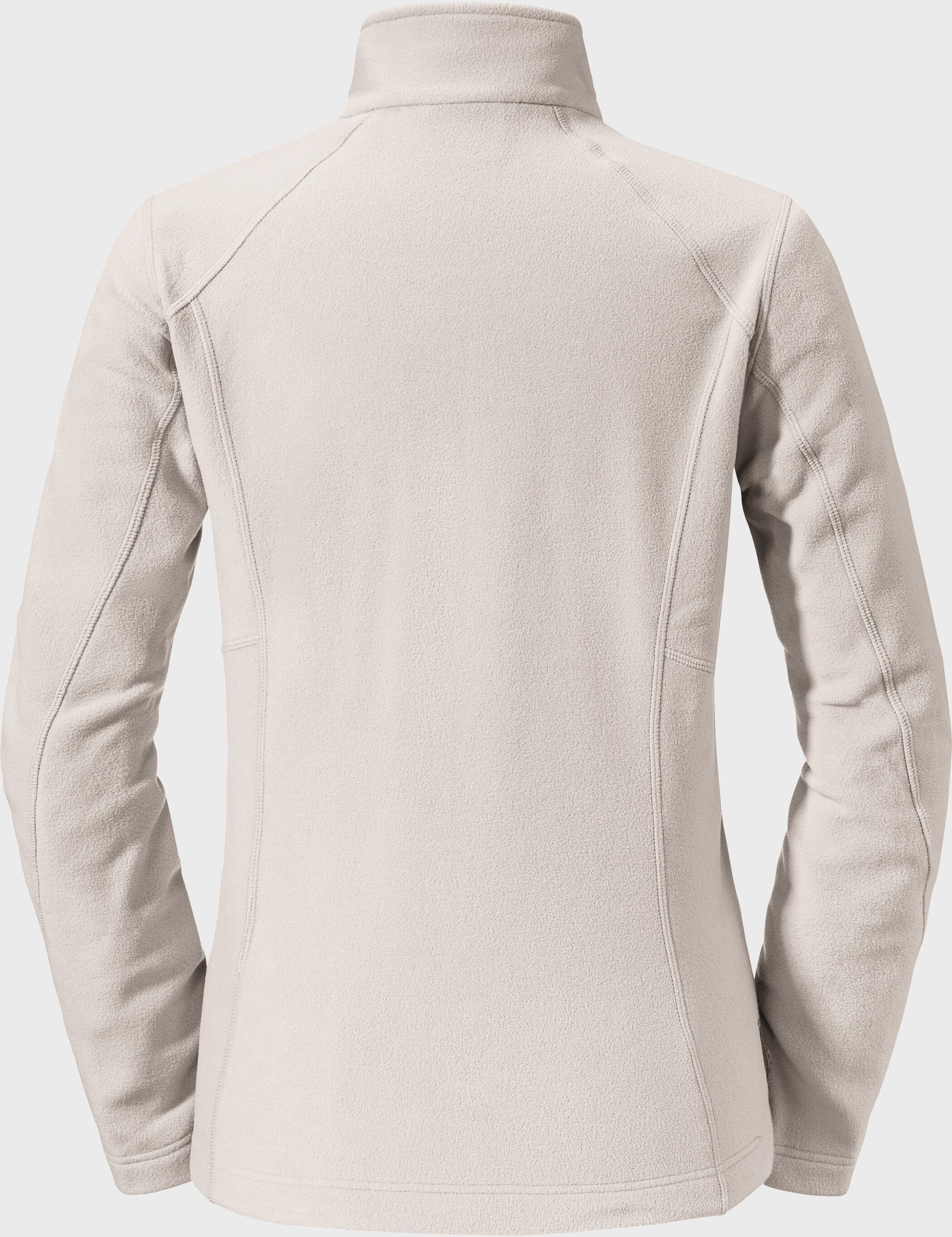 Fleecejacke SCHÖFFEL "Fleece Jacket Leona3", Damen, Gr. 42, weiss (1140, weiß), Oberstoff: 100% Polyester, regular fit, hoch geschlossener Ausschnitt, Jacken Fleecejacke 1140, weiß 42