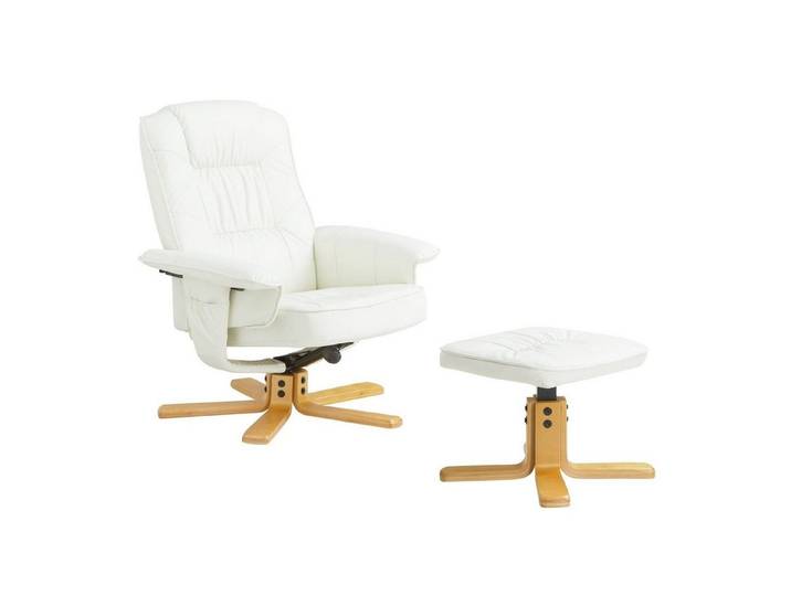 IDIMEX Relaxsessel CHARLY, Fernsehsessel mit Hocker, TV-Sessel neigungsverstellbar weiß