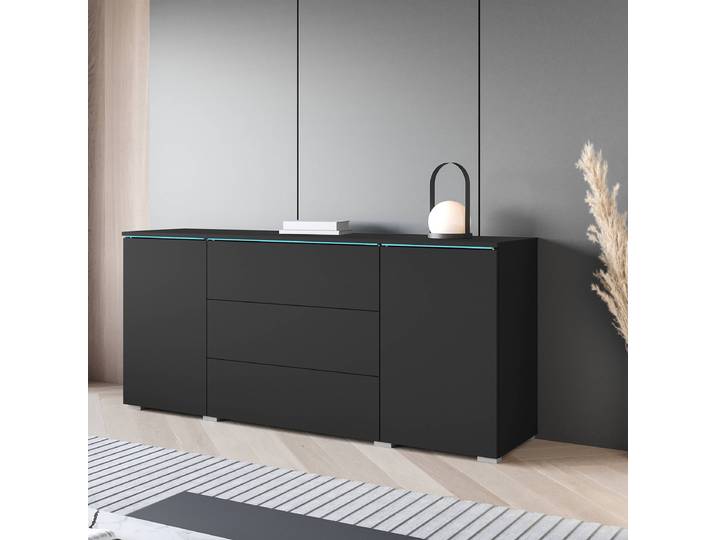 Enfilade éclairée Cripe 150 x 68 x 40cm Noir/Noir
