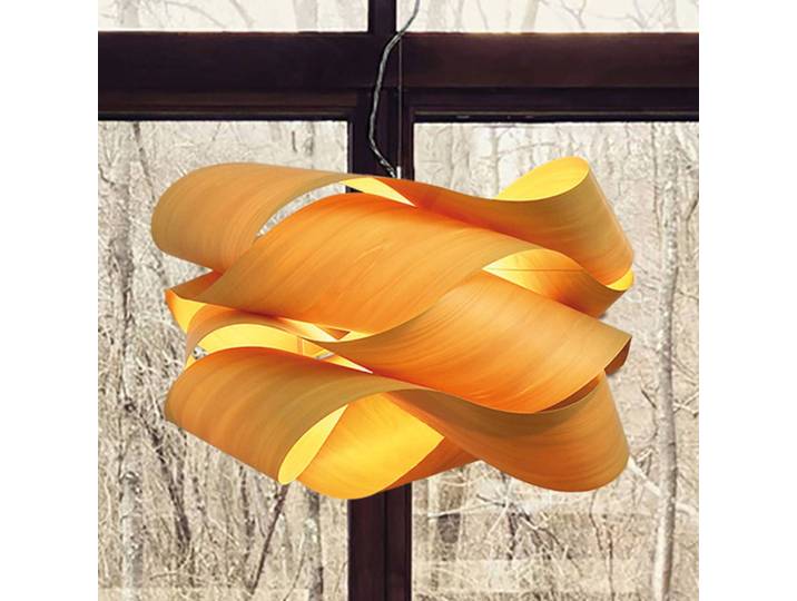 LZF LAMPS Designer Hängelampe Link, dimmbar, gelb / orange, für Wohn- / Esszimmer, Holz, Design, Pendelleuchte