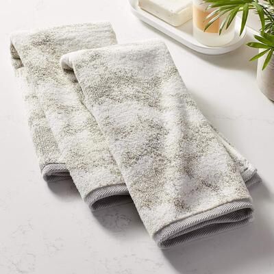 "Violet Linen Marble Pattern, 100% Cotton Highly Absorbent Jacquard Fashion Towel, 20"" by 30"", Grey, Hand Towels, Set of 2"