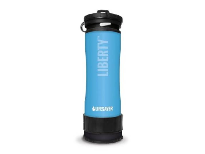 LifeSaver® Liberty Wasserfilterflasche (400ml) Trinkflasche filtert 99,9999% aller Bakterien Wasseraufbereitung Trinkwasser Camping bis zu 2.000 Liter Tragbarer Wasserentkeimer Wandern (Blue)