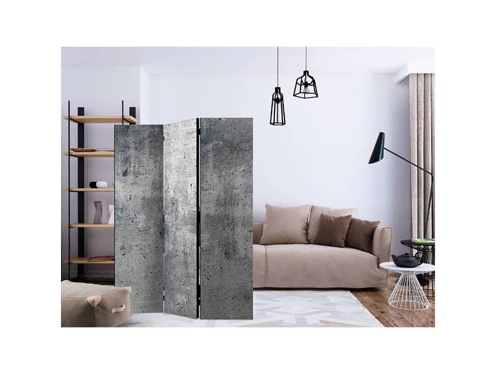 Paravent Fresh Concrete Polaire Gris 135 x 172 x 3cm 3 éléments