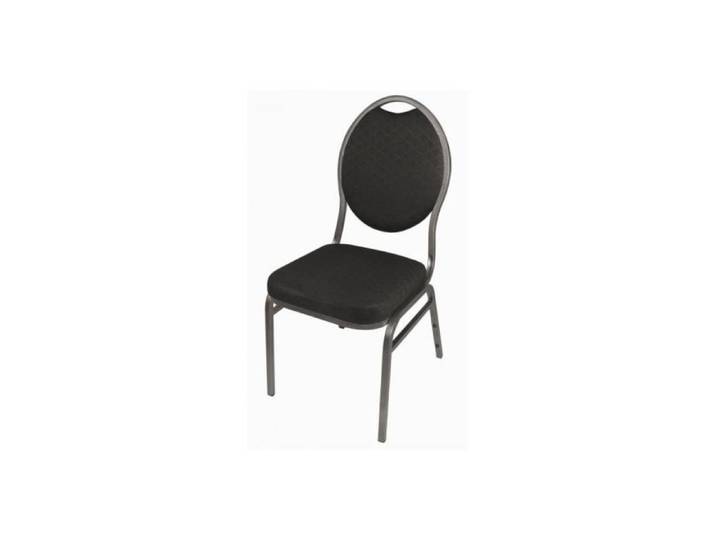 Chaises de banquet noires à dossier ovale BOLERO - Lot de 4 - Tissu ignifuge - Métal