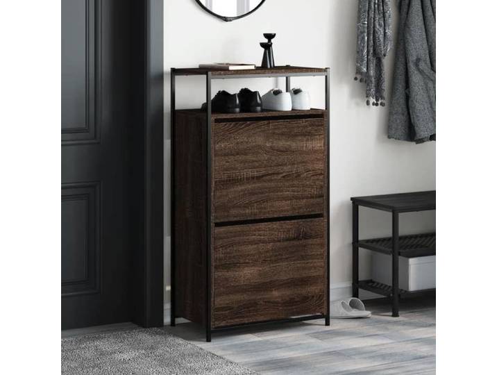 Casier à chaussures - Peu encombrant - Cabinet à chaussures Chêne brun - Assemblage requis（5438）