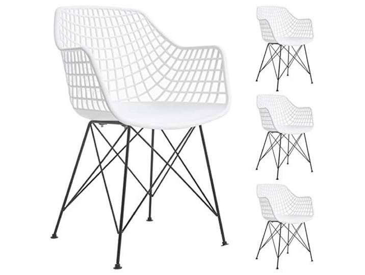 IDIMEX Gartenstuhl Alicante im Retro Design, Stühle Küchenstuhl Essstühle Armlehnstuhl, im 4er Set, Kunststoff in weiß