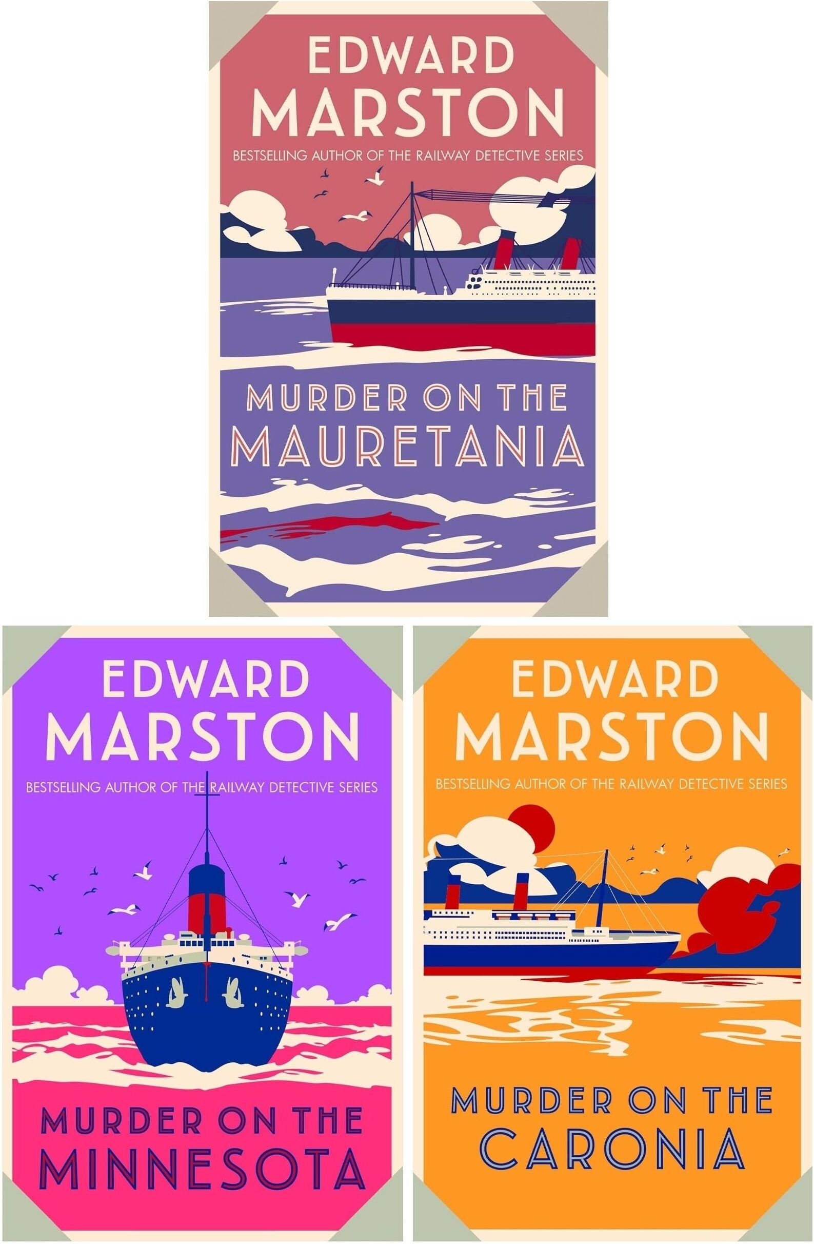 Allison & Busby Ocean Liner Mysteries 3 Book Set by Edward Marston – Mauretania, Minnesota & Caronia Mysteries