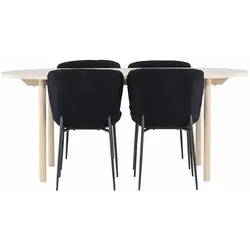 Ebuy24 Andy Essgruppe Tisch 90x180cm und 4 Teddy Stühle whitewash.