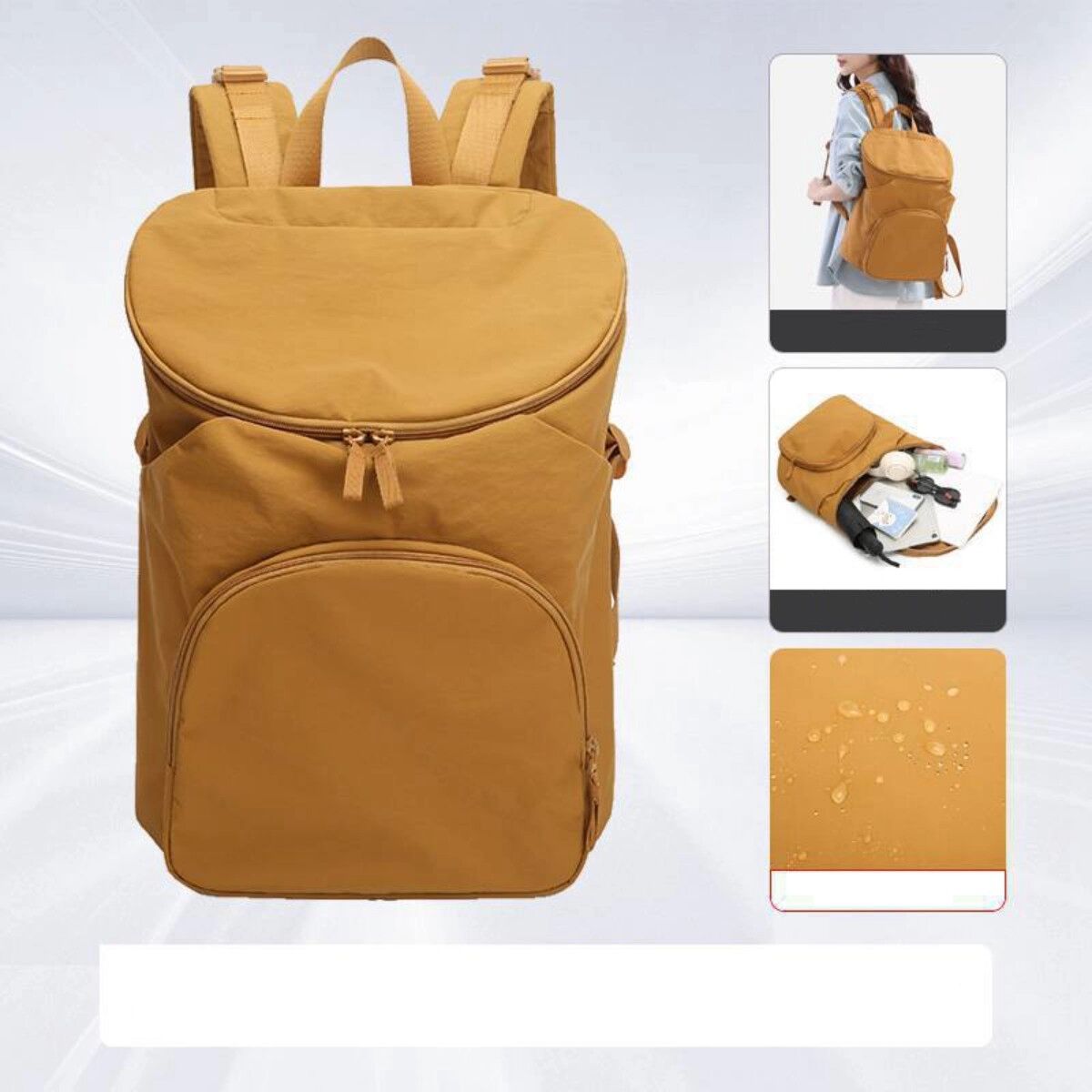 INF Sac à dos Nylon Oxford multi-compartiments déperlant - Compartiment ordinateur 16 pouces, capacité 20-35l, manchon trolley Jaune