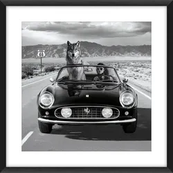 Bild WOLF AND LADY ON HIGHWAY (BHT 80x80x5,30 cm) - schwarz - BHT 80x80x5,30 cm