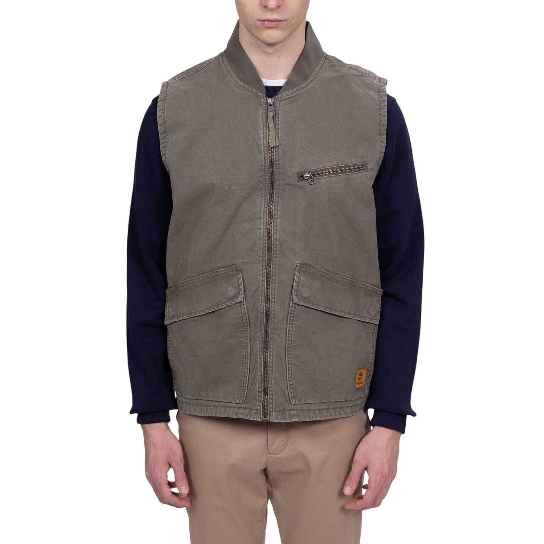 Timberland Herenvest met gewassen geribde kraag (Bladgroen)