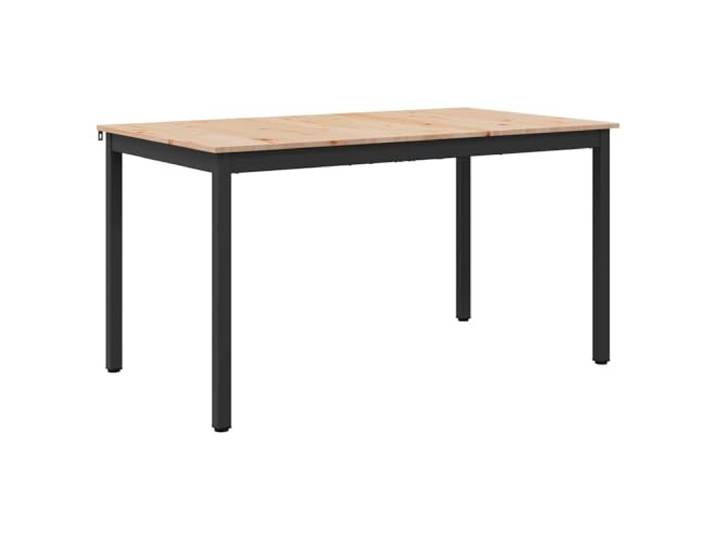 Esstisch aus massivem Kiefernholz mit Metallbeinen Massives Kiefernholz, quadratische Metallbeine, einfache Montage, Esszimmer, Küche, Trockenreinigung